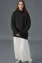 Solid High Neck Loose Knit Sweater