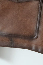 Brown Vintage Faux Leather Coat