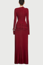 Stylish Long-sleeved Slim-fit Pleated Elegant Maxi Dress