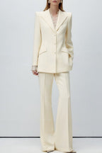 Wrinkle Resistant Twill Lace Waist Cinched Two Piece Set