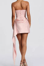 Strapless Scarf Detail Bodycon Sexy Mini Dress