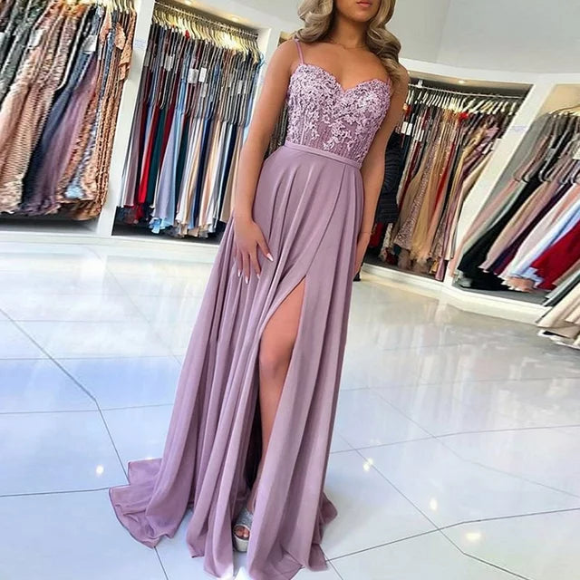 Alda Chic High Slit Lace Dress Everyday Luxe Edit