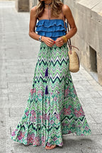 Vacation Floral Maxi Swing Skirt