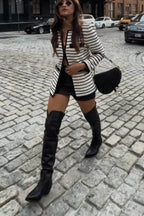 Foster Striped Dickey Jacket in Ivory Black
