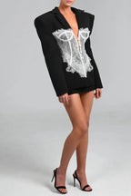 Slim High Waist Lace Blazer