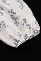 Puff Sleeve High Neck Ruffle Floral Two Piece Set