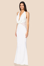 V-Neck Halter Lace Backless Fishtail Party Dress