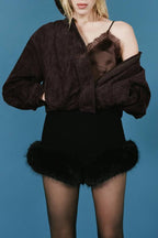 FAUX SUEDE BOMBER JACKET