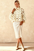 Crochet Knit Hollow Out Pullover Sweater
