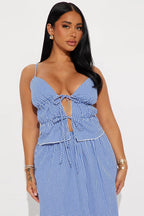 Backless Crop Top Lace - up Bandage Skirt Set