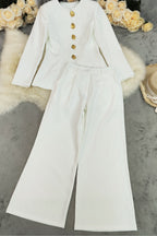 Relaxed White Two Piece Blazer Pants Set