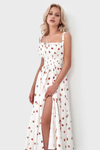 Floral Cami Tie High Waist Slit Midi Dress