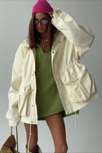 Drawstring Waist Utility Pocket Jacket