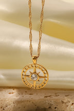 Vintage Stainless Steel Zircon Love Pendant