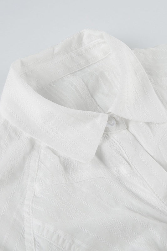Slim Fit Short Sleeve Textured Blouse