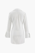 Deep V-neck Wrap Mini Shirt Dress