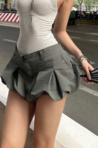 Edgy Low Waist Bubble Mini A Line Skirt
