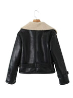 Leeana Shearling Faux Leather Aviator Jacket