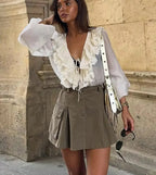Elegant Casual Vneck Lantern Long Sleeve Blouse