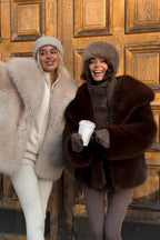 Faux Fox Fur Puffy Collar Coat