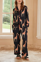 Giraffe Print Home Long-sleeved Two-piece Set