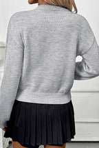 3D Flower Crew Neck Loose Knit Sweater