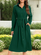 Helga Long Sleeved Dress Vintage Inspired Dress with Premium Casual Styling