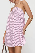 Elegant Striped Halter Mini Dress