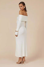 Elegant Off Shoulder Knit Sweater Dress