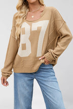 Fashionable Digital Jacquard Loose Long-sleeved Knit Sweater