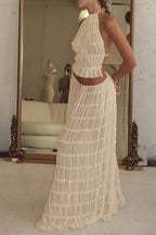 Ruched Halter Cami & Maxi Skirt Boho Dress