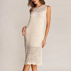 Ivory Crochet Maxi Dress With Matching Cami Dress