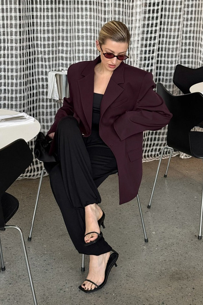 Burgundy Elevated Relaxed Blazer