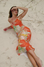 Floral Tie Back Cutout Cami Mermaid Maxi Dress