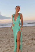Slim Backless Knit Cami Cover-Up Beach Sweater Dress