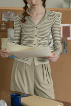 Wool Blend Stripe Cardigan