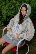 Distressed Rhinestone Graffiti Print Hoodie