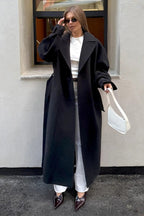 Long Belted Relaxed Overcoat
