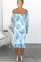 Shine Bright Floral Off Shoulder Smocked Waist Midi Dress