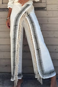 Stylish and Casual High-waisted Tassel Straight Leg Pants