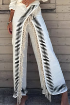 Stylish and Casual High-waisted Tassel Straight Leg Pants