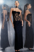 Sheer Plunge Neck Slip Dress