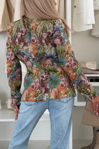 Sienna Unique Floral Print Lapel Long Sleeve Single Button Elegant Blazer