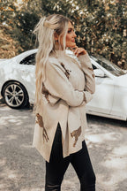 casual vintage tiger and leopard print long sleeve tops