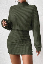 Knit Turtleneck Long Sleeve Bodycon Sweater Dress