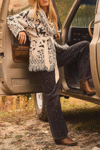 NVLT Knit Fringe Cardigan Sweater