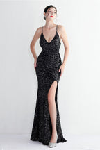 Elegant Velvet Sequin Party Dress