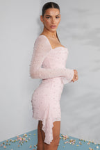 Valeria Elevated Dress with Pearls and Long Sleeves Designer Edit