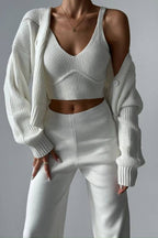 Chic V-neck Knitted Three-piece Set