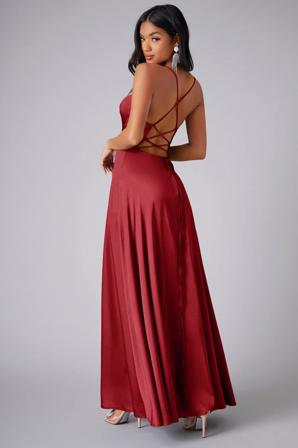 Elegant Spaghetti Strap Ruched Formal Dress
